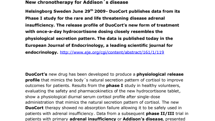 New chronotherapy for Addison´s disease 