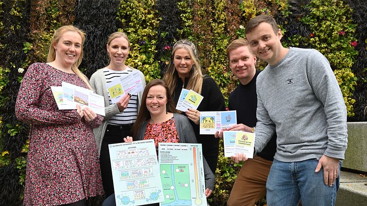 Pictured back row l-r:  Kayleigh Ransome, Julia Bourne and Chelsea Baxter, of New York Primary School; Alan Ramsay, of Roots and Wings; Joe Shimwell, of NUSTEM, with Dr Emma Hocking (front)