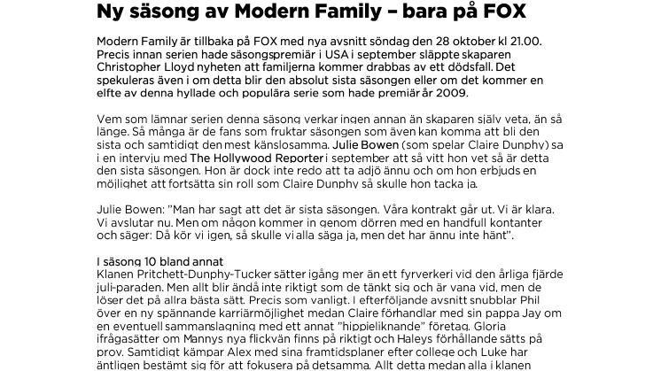Ny säsong av Modern Family – bara på FOX