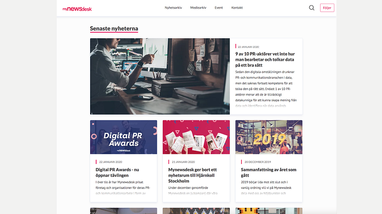 Ny design på hela Mynewsdesks plattform