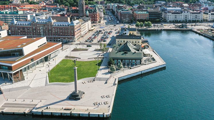 Unique self-watering grass system in central Helsingborg, Sweden