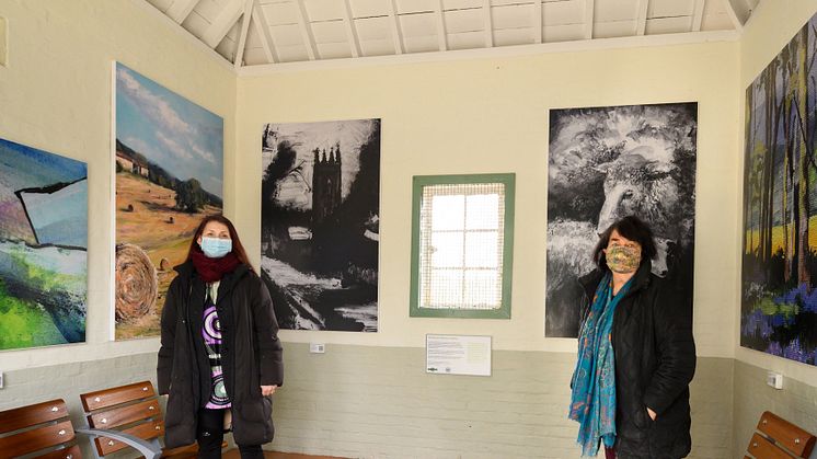 Wealden wonders:  at Southern's Penshurst station, Sally El Dar (left) and Cathy Bird MA have created an exhibition of art inspired by the local landscape