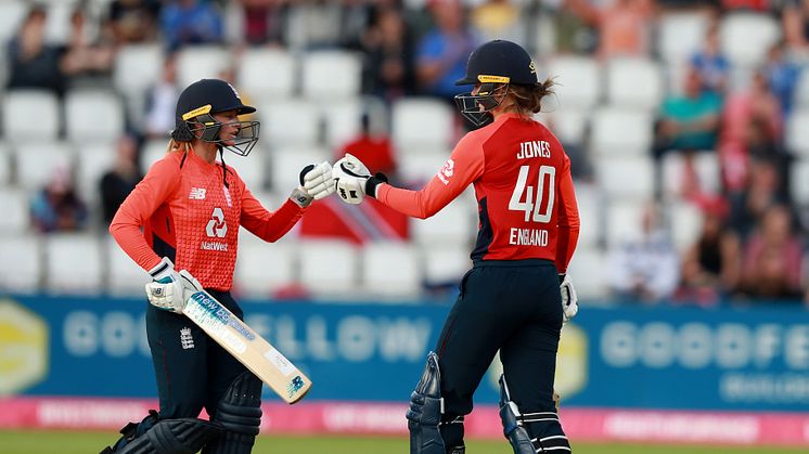 Danni Wyatt and Amy Jones against the West Indies. Photo: Getty Images