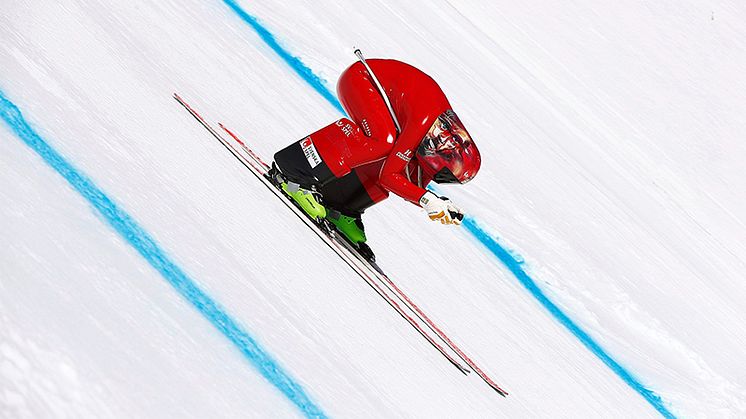 Olof Abrahamsson, Väst Alpin, under förra säsongens VM. Foto: TAM-TAM PHOTO.