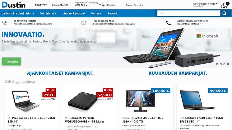 Dustin åbner e-handel i Finland