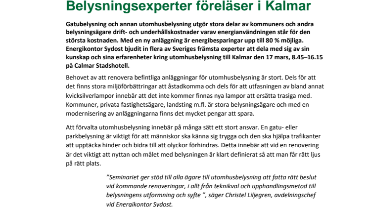 Belysningsexperter föreläser i Kalmar