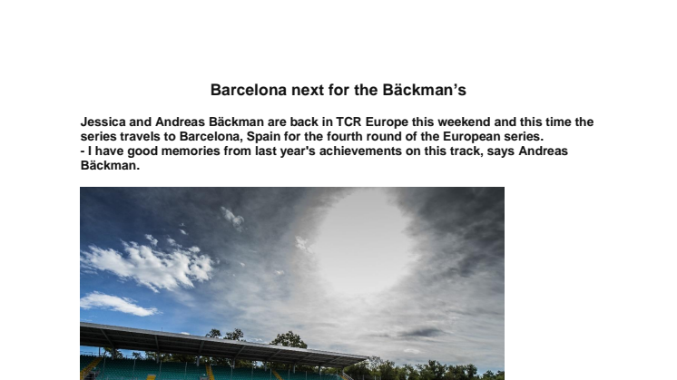 Barcelona next for the Bäckman's 