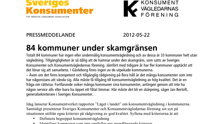 84 kommuner under skamgränsen