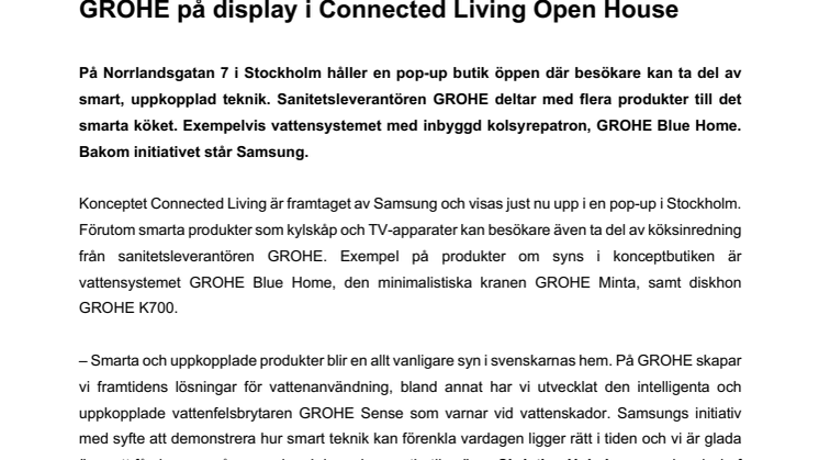 GROHE på display i Connected Living Open House 