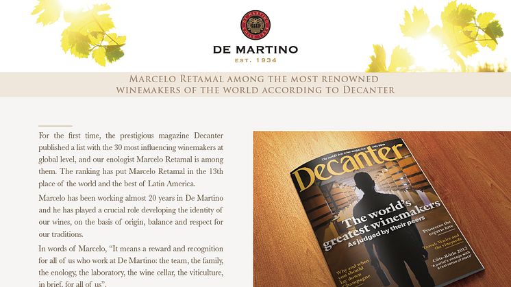 Marcelo Retamal finns med på listan över världens bästa vinmakare enligt Decanter 2015