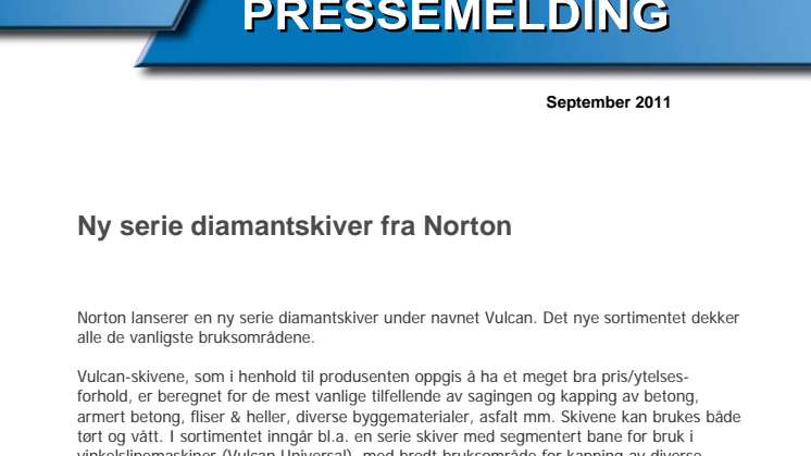 Ny serie diamantskiver fra Norton
