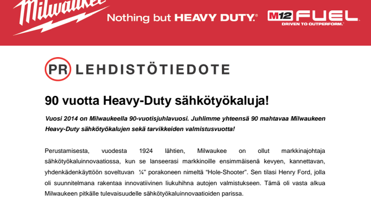 90 vuotta Heavy-Duty sähkötyökaluja!