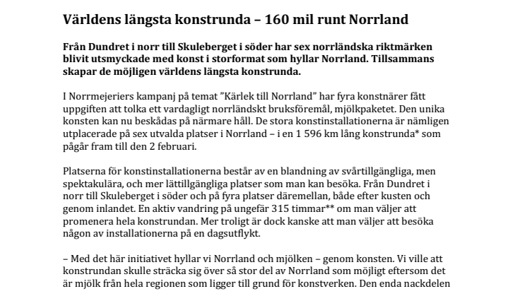 Världens längsta konstrunda – 160 mil runt Norrland