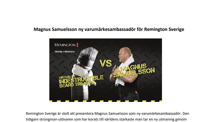 Magnus Samuelsson ny varumärkesambassadör för Remington Sverige