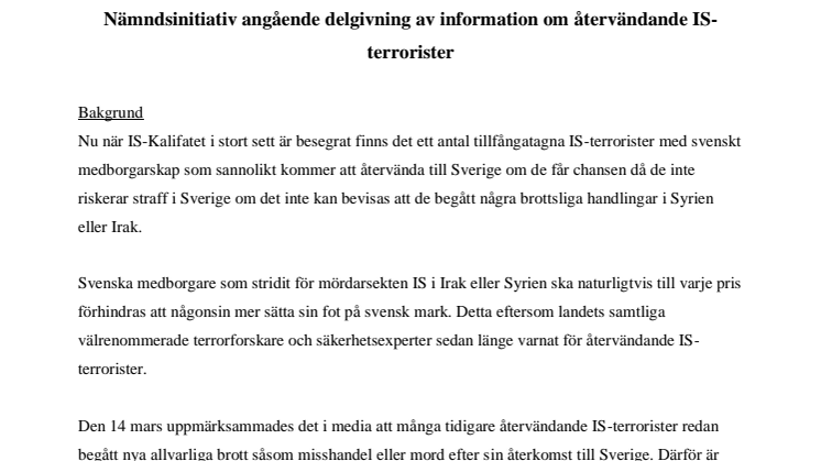 Återvändande IS-terrorister är inte välkomna i Malmö