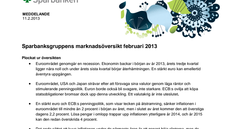 Sparbanksgruppens marknadsöversikt februari 2013