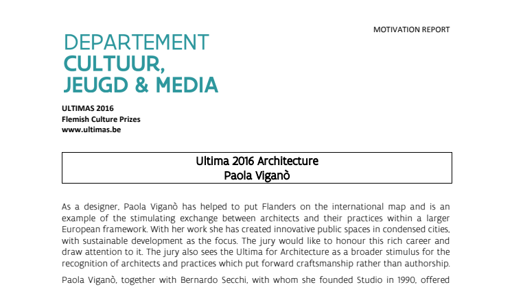 motivation report Ultima 2016 architecture 