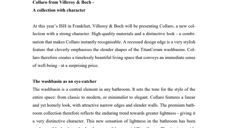 Collaro from Villeroy & Boch -  A collection with character 