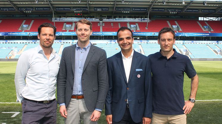 ManpowerGroup etablerer Idrettens karrieresenter i samarbeid med NFF og NISO. Fra venstre: Ketil Z. Risberg (ManpowerGroup), Morten Hegdal (Right Management), Svein-Erik Edvartsen (NFF) og Joachim Walltin (NISO). Foto:, NFF