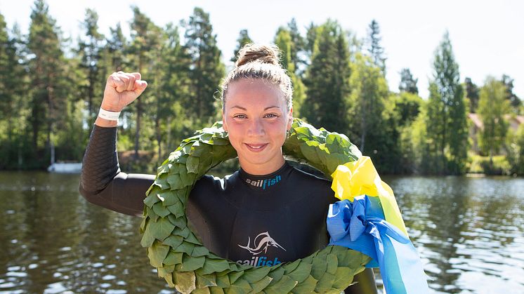 Ellen Olsson slog banrekordet i Vansbro Tjejsim med tre sekunder. Foto: Mickan Palmqvist 