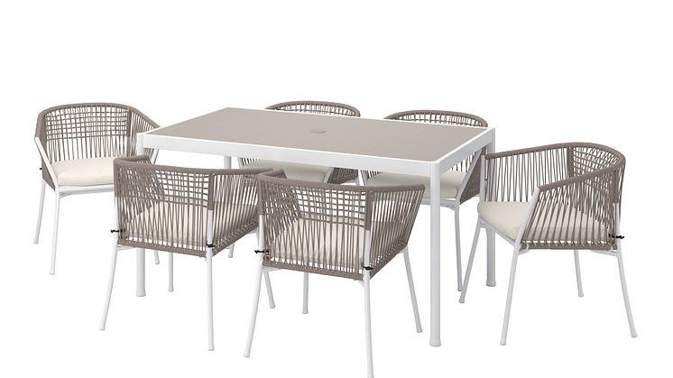 SEGERÖN bord inkl. 6 stol med armlæn 6029 DKK