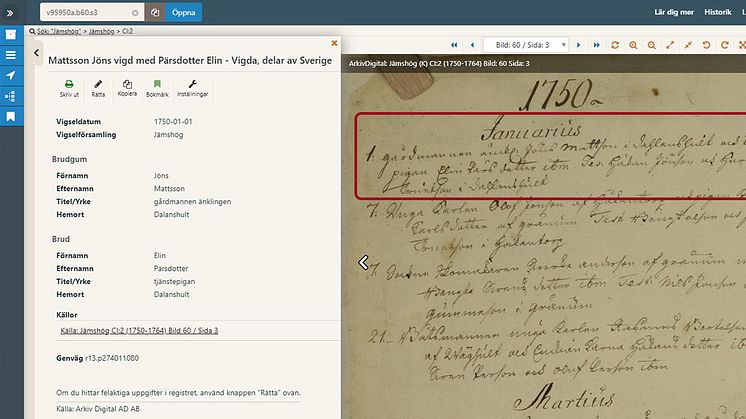 Nu börjar ArkivDigital indexera uppgifter om vigda 1750–1799