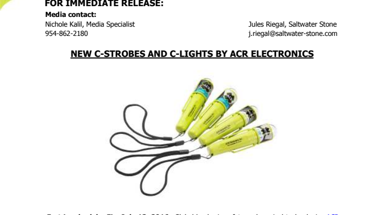 ACR Electronics Inc: New C-Strobes And C-Lights By ACR Electronics