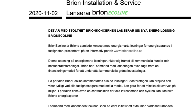 Brion lanserar konceptet BrionEcoline
