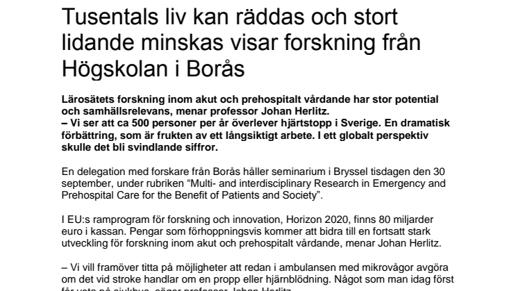 Tusentals liv kan räddas och stort lidande minskas visar forskning från Högskolan i Borås