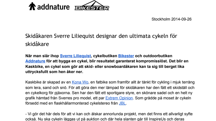 Skidåkaren Sverre Liliequist designar den ultimata cykeln för skidåkare