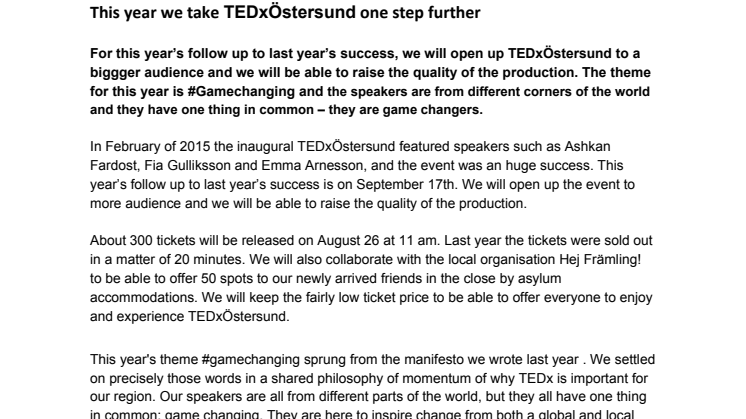 This year we take TEDxÖstersund one step further