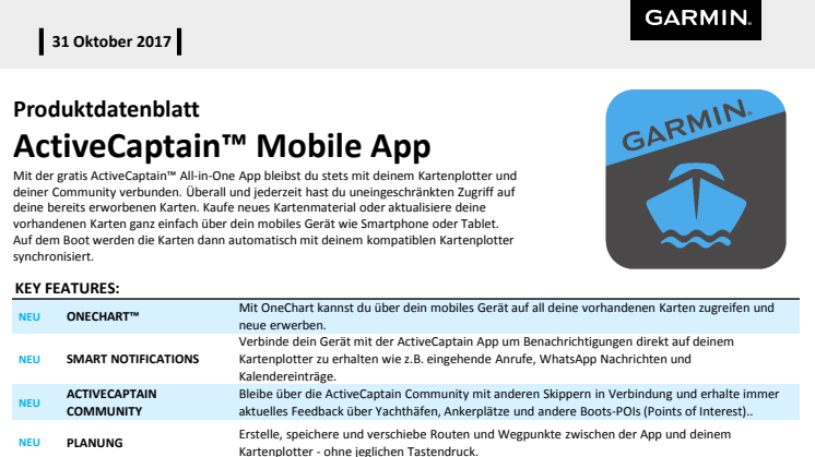 Datenblatt ActiveCaptain Mobile App