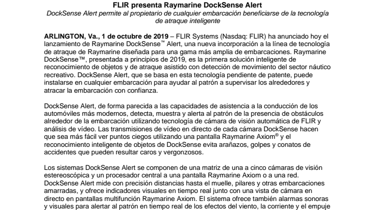 FLIR presenta Raymarine DockSense Alert 
