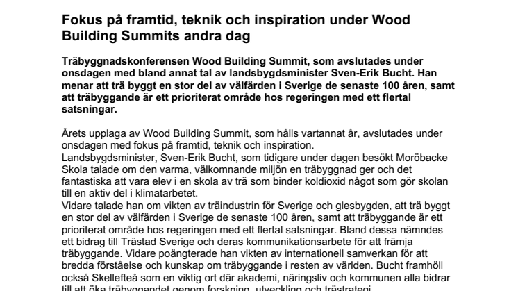 Fokus på framtid, teknik och inspiration under Wood Building Summits andra dag