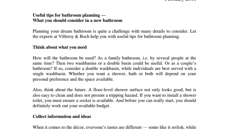 Useful tips for bathroom planning —  What you should consider in a new bathroom