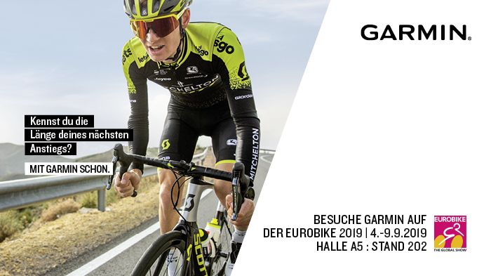 Garmin ist auf der EUROBIKE 2019 in Halle A5/202 zu finden.