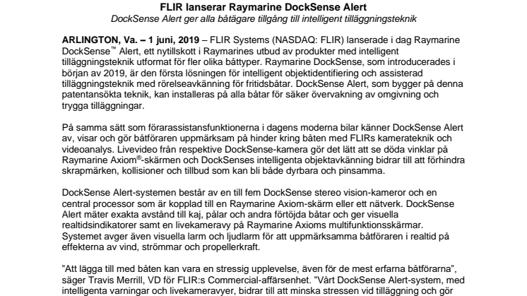 FLIR lanserar Raymarine DockSense Alert 