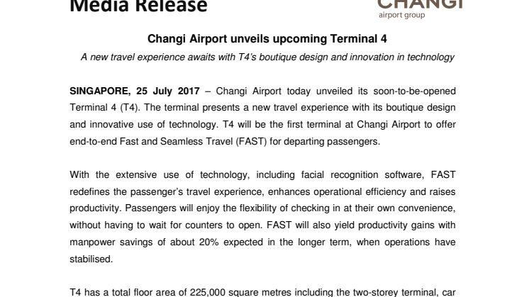 Changi Airport unveils upcoming Terminal 4