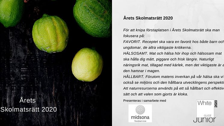 Midsona Foodservice och White Guide Junior - Årets Skolmatsrätt