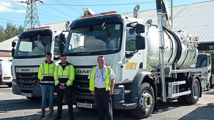 Cllr Alan Quinn with Josh Alderton, senior engineer, and Callum Whelan, engineering technician.