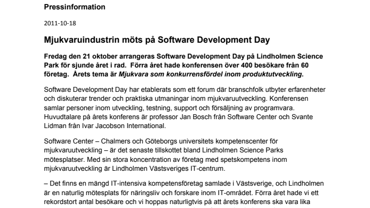 Mjukvaruindustrin möts på Software Development Day
