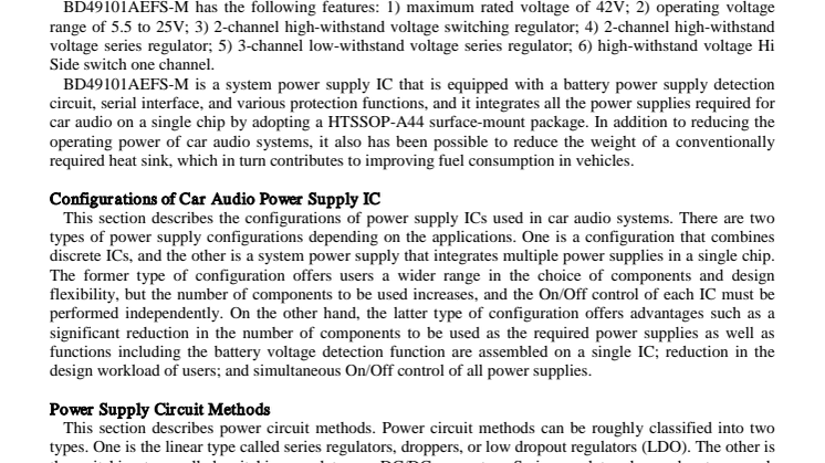 Car Audio System Power Supply IC Lowers Power Use