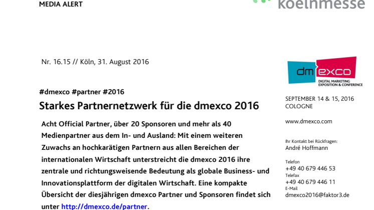 Starkes Partnernetzwerk für die dmexco 2016