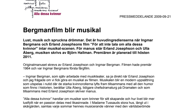 Bergmanfilm blir musikal