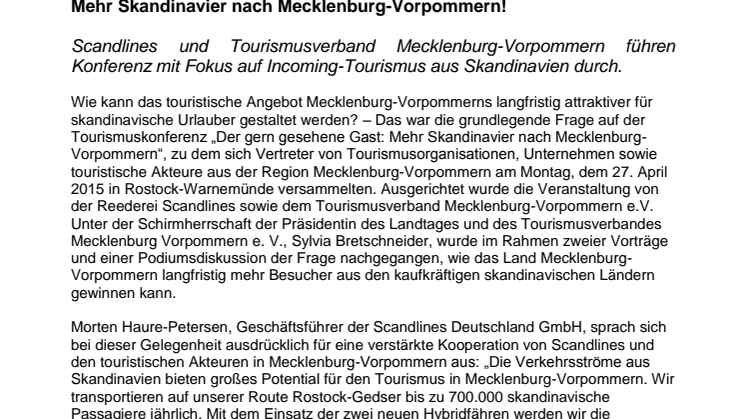 Mehr Skandinavier nach Mecklenburg-Vorpommern!