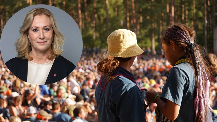 Kulturministern Jeanette Gustafsdotter besöker scoutlägret Jamboree22. Foto: Kristian Pohl/Regeringskansliet och Jonas Westbom