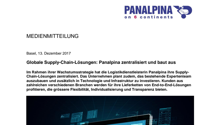 Globale Supply-Chain-Lösungen: Panalpina zentralisiert und baut aus