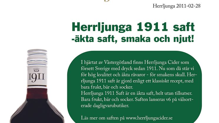 Herrljunga 1911 Saft - Äkta saft helt utan tillsatser