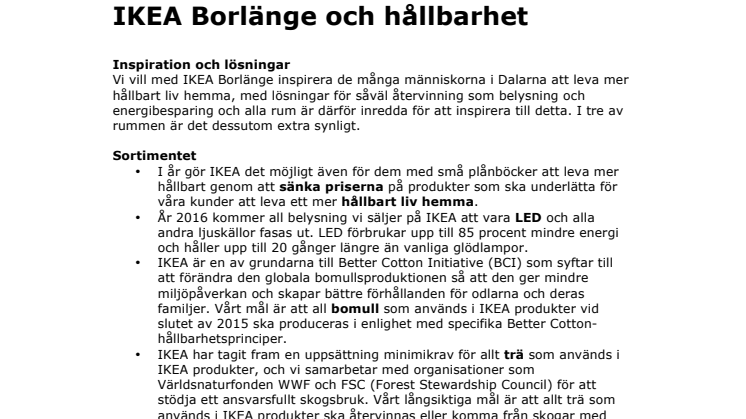 Fakta IKEA Borlänge - Hållbarhet