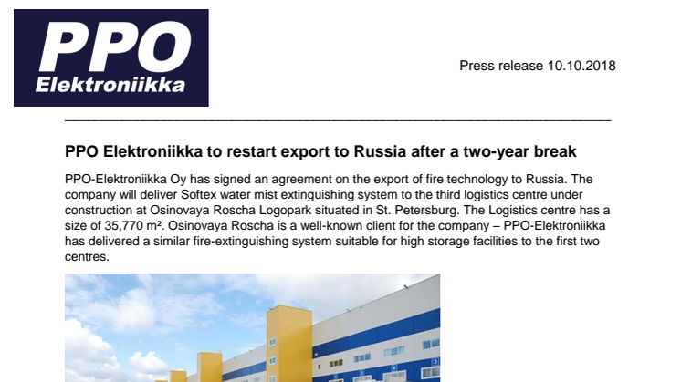 PPO Elektroniikka to restart export to Russia after a two-year break